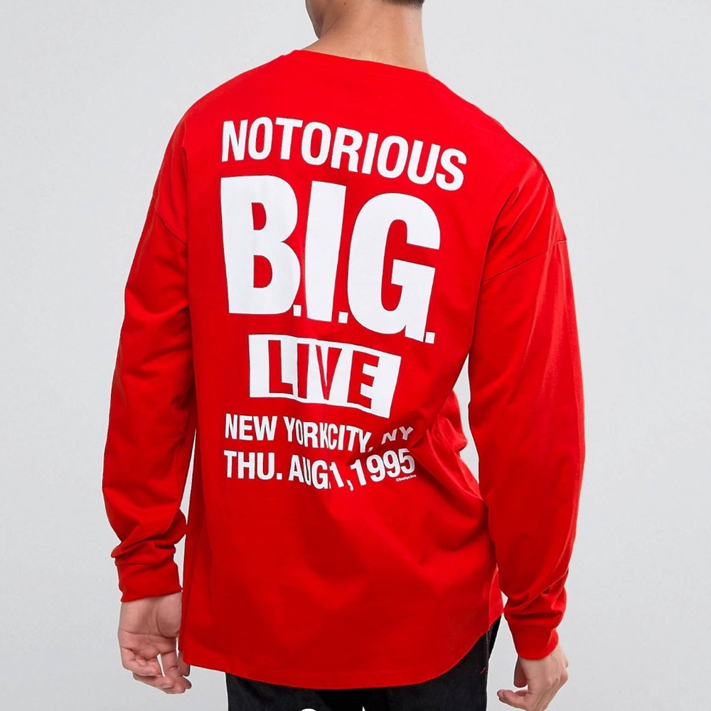 ASOS Biggie Smalls Oversized Long Sleeve Red sz M